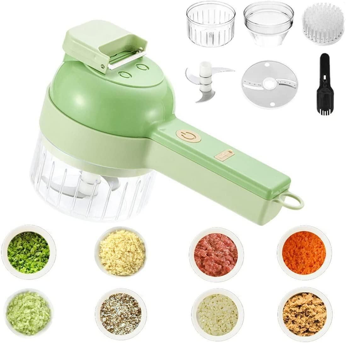 4-in-1 Portable Electric Veggie Cutter – Slice, Chop & Grind in Seconds!