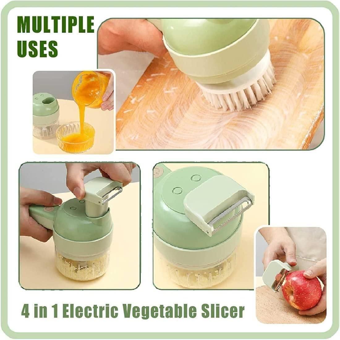 4-in-1 Portable Electric Veggie Cutter – Slice, Chop & Grind in Seconds!