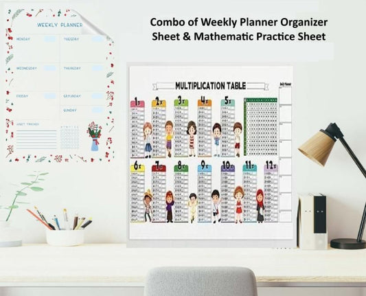 Combo of Weekly Planner Organizer Sheet & Mathematic Practice Sheet